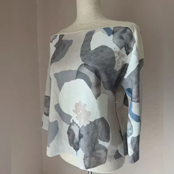 NWT Zara pull on knit light sweater, geometric details, viscose wide sleeves M - Picture 10 of 14